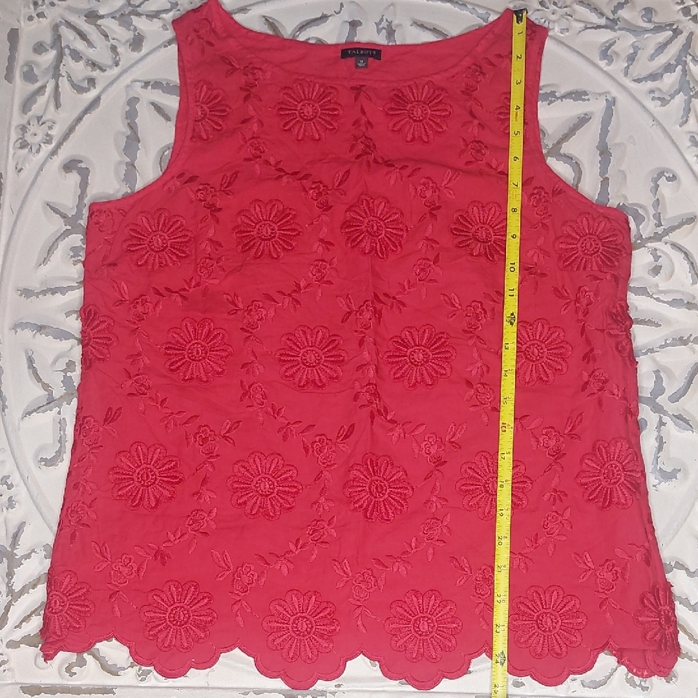 Talbots Red Floral Embellished Sleeveless Top Medium - Picture 11 of 14